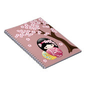 Spring Kokeshi Doll - Stomme Japanse geisha op Roz Notitieboek (Rechterzijde)