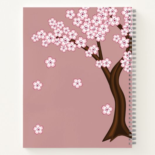 Spring Kokeshi Doll - Stomme Japanse geisha op Roz Notitieboek (Achterkant)