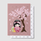Spring Kokeshi Schattigee Japanse Geisha Roze Inse Vellum Uitnodigingen (Offset (Uitnodiging))
