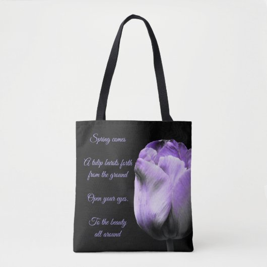Spring komt Paarse Tulip Tote Bag (Voorkant)