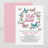 Spring Krans en Butterfly BABY SHOWER Kaart (Voorkant / Achterkant)