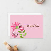 Spring Ladybug Butterfly Flat Hartelijk dank Notitiekaartje (Voorkant / Achterkant in situ)