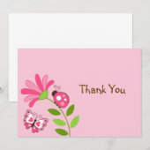 Spring Ladybug Butterfly Flat Hartelijk dank Notitiekaartje (Voorkant / Achterkant)