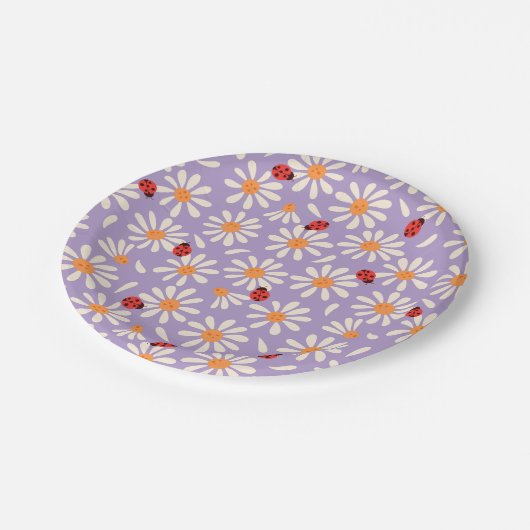 Spring Ladybugs and Daisies Papieren Bordje (Gekanteld)