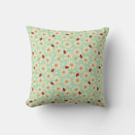 Spring Ladybugs and Daisies Throw Pillow Kussen