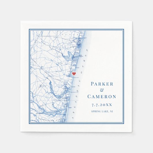 Spring Lake New Jersey Kaart Elegant Huwelijk Servet (Voorkant)