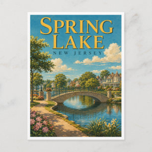 Spring Lake New Jersey Lakeside Bridge GeoSaga Briefkaart