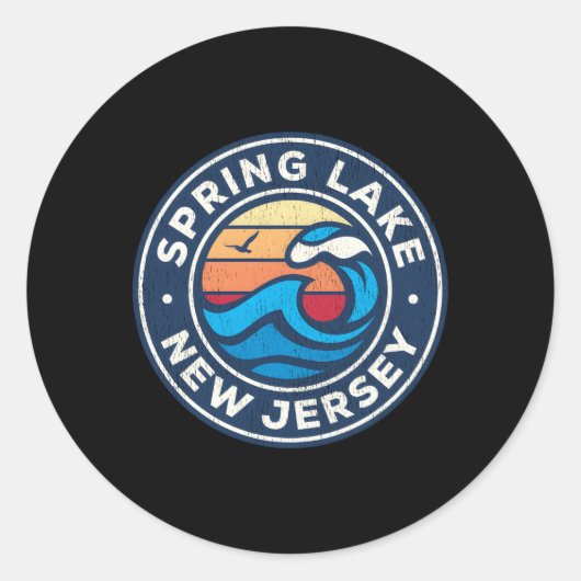 Spring Lake New Jersey NJ nautische golven Ronde Sticker (Voorkant)