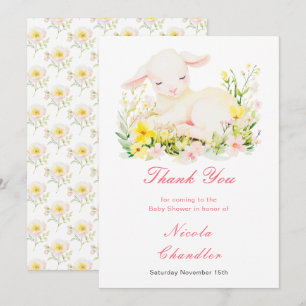 Spring Lamb Baby shower Bedankkaart