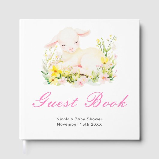 Spring Lamb Baby Shower Guest Book Gastenboek (Voorkant)