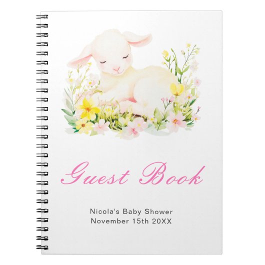 Spring Lamb Baby Shower Guest Book Notitieboek (Voorkant)