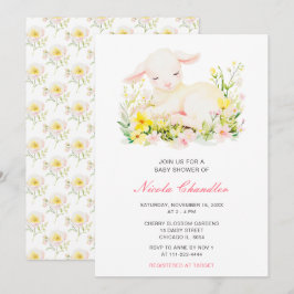 Spring Lamb Baby shower Kaart