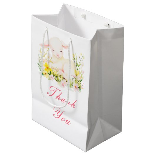 Spring Lamb Baby shower Medium Cadeauzakje (Voorkant Gekanteld)