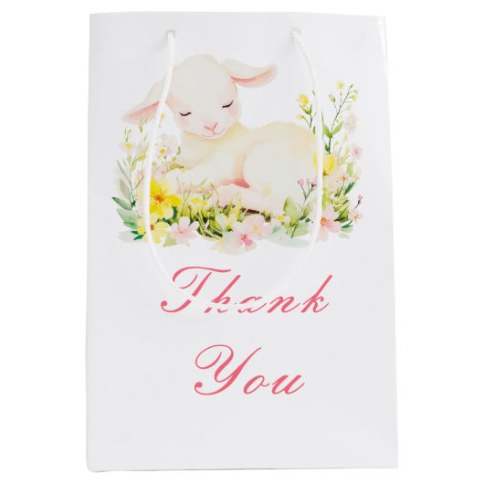 Spring Lamb Baby shower Medium Cadeauzakje (Voorkant)