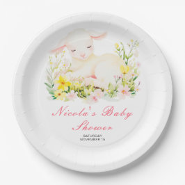 Spring Lamb Baby shower Papieren Bordje