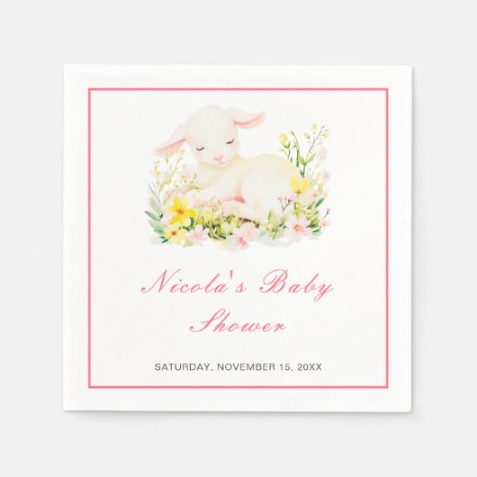 Spring Lamb Baby shower Servet (Voorkant)