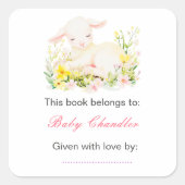 Spring Lamb Baby shower Vierkante Sticker (Voorkant)