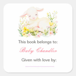 Spring Lamb Baby shower Vierkante Sticker