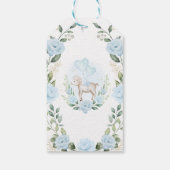 Spring Lamb Blue Floral Baby shower Birthday Cadeaulabel (Achterkant)