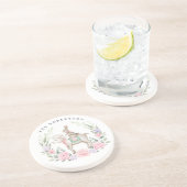 Spring Lamb & Bunny Rabbit Lila Blush Pasen Zandsteen Onderzetter (Zijkant)