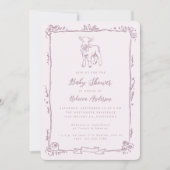 Spring Lamb Cute Doodle Pink Girl Baby Shower Kaart (Voorkant)