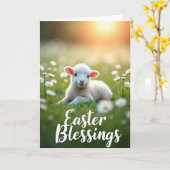 Spring Lamb Easter Blessings Card Kaart (Gele Bloem)