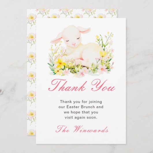 Spring Lamb Easter Brunch Bedankkaart (Voorkant / Achterkant)