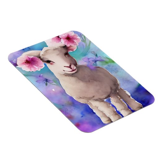 Spring Lamb Floral Waterverf Magneet (Rechterzijde)