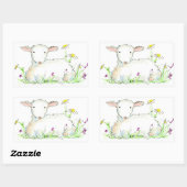 Spring Lamb Sheep Boerderij Animal Illustration Ar Rechthoekige Sticker (Vel)