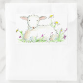 Spring Lamb Sheep Boerderij Animal Illustration Ar Rechthoekige Sticker (Tas)