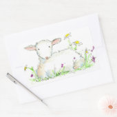 Spring Lamb Sheep Boerderij Animal Illustration Ar Rechthoekige Sticker (Envelop)