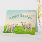 Spring Lambs Paasgevouwen Wenskaart Kaart (Gele Bloem)