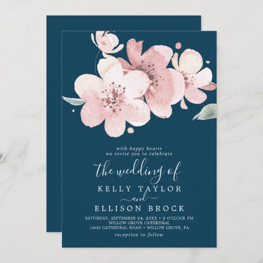 Spring Large Cherry Blossom | marineweddenschap Kaart (Voorkant / Achterkant)