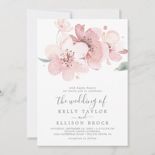 Spring Large Cherry Blossom Wedding Kaart (Voorkant)