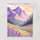 Spring Lavender | Glacier National Park Watercolor Briefkaart (Voorkant)