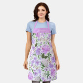Spring Lavender Waterverf Floral Paars Name Schort (Gedragen)