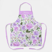 Spring Lavender Waterverf Floral Paars Name Schort (Voorkant)