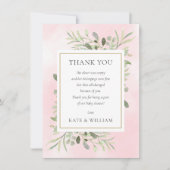 Spring Leaves Groen Roze Baby shower Gedicht Bedankkaart (Voorkant)