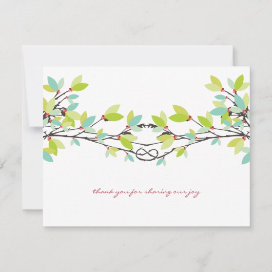 Spring Leaves Knoted Love Trets Hartelijk dank Bedankkaart (Achterkant)