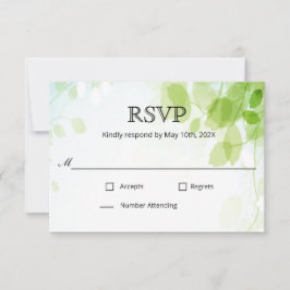 Spring Leaves Waterverf Bruiloft RSVP Kaartje