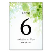 Spring Leaves Waterverf Trouwtafel Kaart (Voorkant)