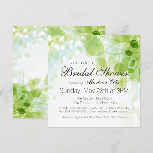 Spring Leaves Waterverf Vrijgezellenfeest Kaart (Voorkant / Achterkant)