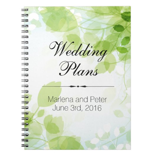 Spring Leaves Waterverf Wedding Planner Notitieboek (Voorkant)