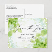 Spring Leaves Waterverf Wedding Save the Date Aankondigingskaart (Voorkant / Achterkant)