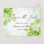 Spring Leaves Waterverf Wedding Save the Date Aankondigingskaart (Voorkant)