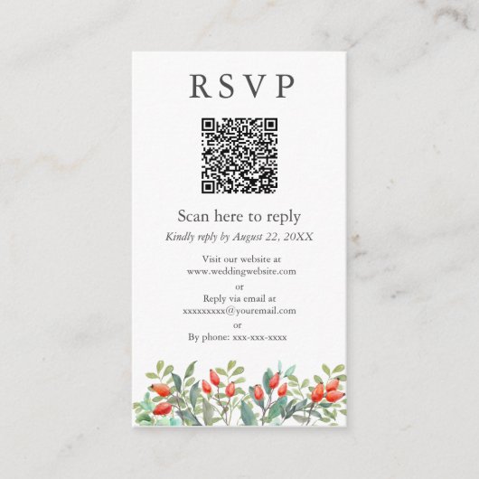 Spring Leaves Wedding QR RSVP Informatiekaartje (Voorkant)