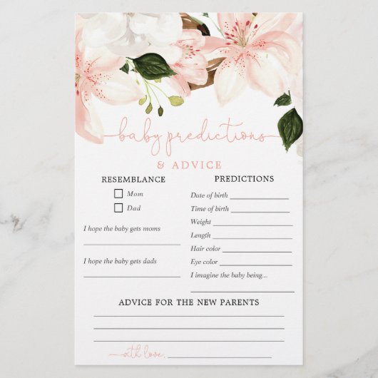 Spring lelies roze Baby voorspellingen advies kaar (Voorkant)