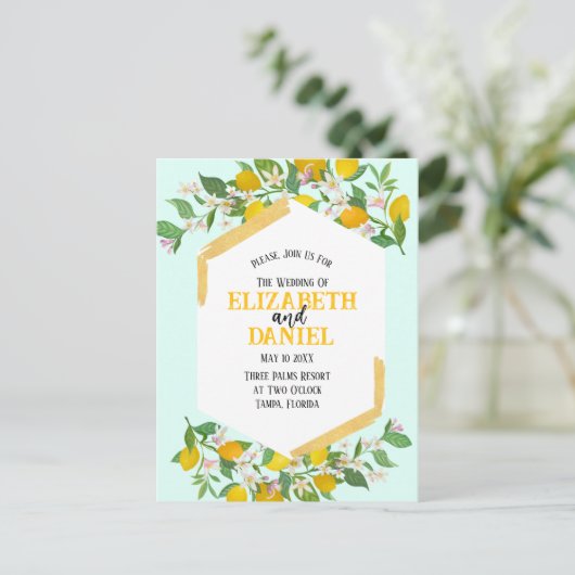 Spring Lemons Briefkaart bruiloft uitnodiging (Staand voorkant)