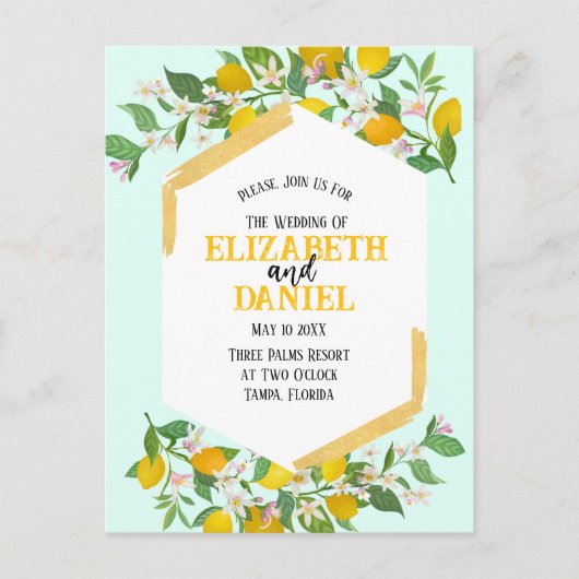 Spring Lemons Briefkaart bruiloft uitnodiging (Voorkant)