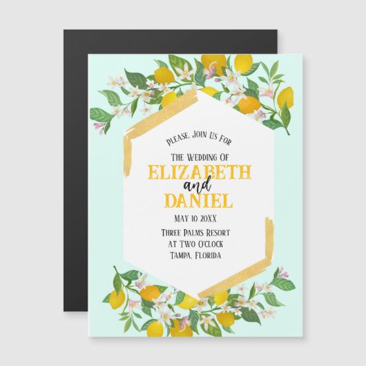 Spring Lemons Magnetische Huwelijksuitnodiging (Voorkant / Achterkant)